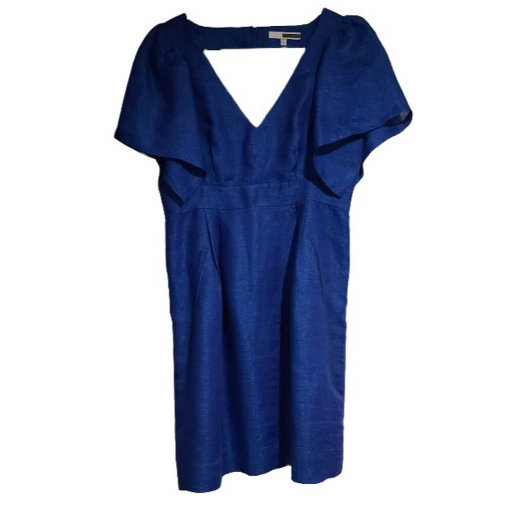 Anthropologie Tracy Reese Linen Blend Dress Womens Size 16 Backless Blue Party